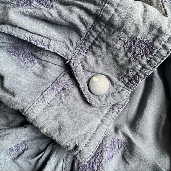 Anthropologie Hei Hei Melita Embroidered Floral Blue Draped Trench Duster Medium - Picture 5 of 6